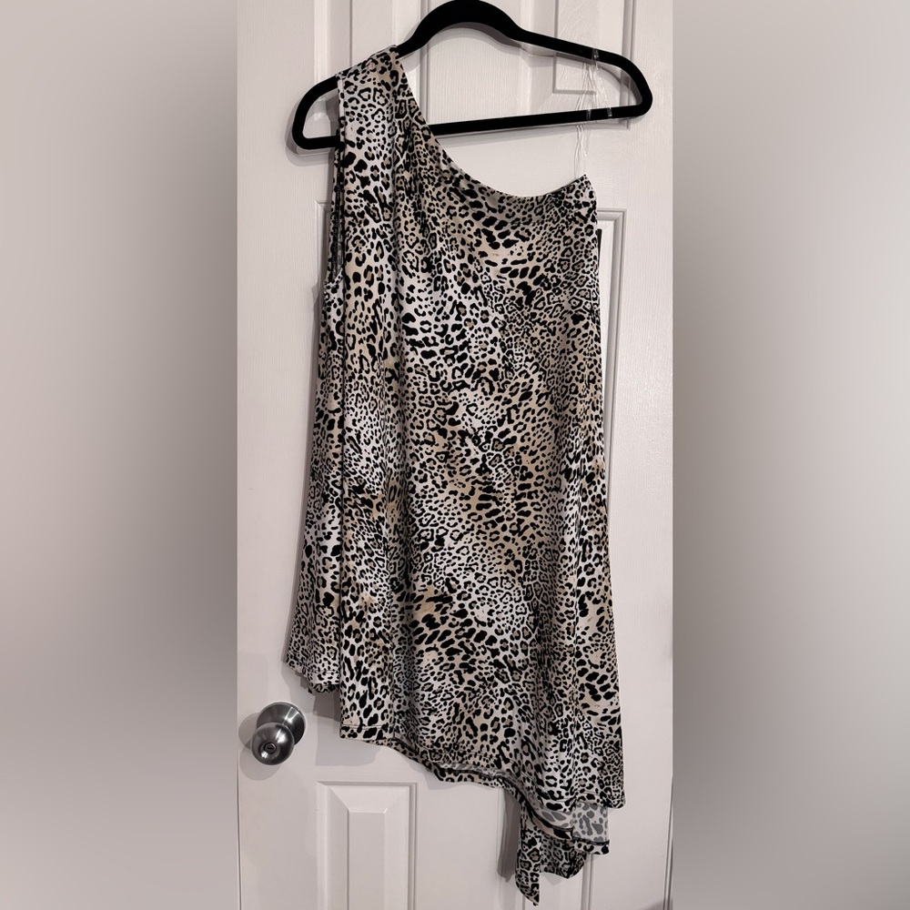 Coldesina Genevieve ( SNOW LEOPARD) One Shoulder Tunic Top/Dress, Size Small